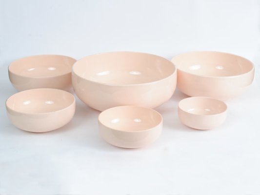 Mid-Century Pink Ceramic Bowls from Saint Amand, 1950s, Set of 6-IXK-576693