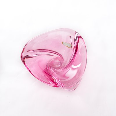 Mid-Century Pink Crystal Bowl from Val Saint Lambert, 1950s-FSD-605623