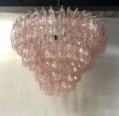 Mid-Century Pink Murano Round Polyhedra Chandelier, 1970s-UH-883334