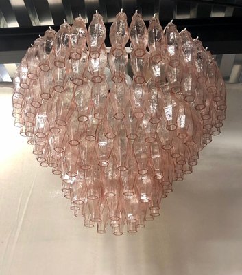 Mid-Century Pink Murano Round Polyhedra Chandelier, 1970s-UH-883334