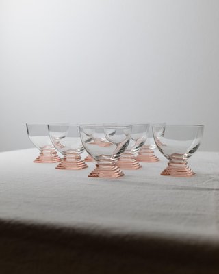 Mid-Century Pink, Peach and Clear Murano Glass Drinking Glasses, Italy, 1970s-HVJ-2026488