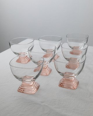 Mid-Century Pink, Peach and Clear Murano Glass Drinking Glasses, Italy, 1970s-HVJ-2026488