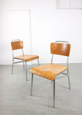 Mid-Century Plywood & Aluminum Desk Chairs, Set of 2-HGJ-1438490