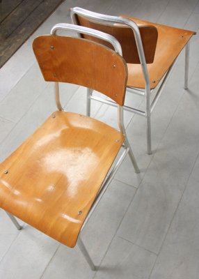 Mid-Century Plywood & Aluminum Desk Chairs, Set of 2-HGJ-1438490