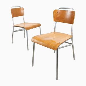 Mid-Century Plywood & Aluminum Desk Chairs, Set of 2-HGJ-1438490