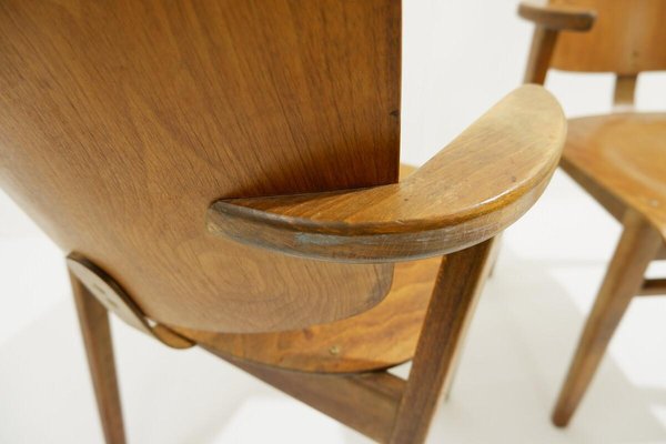 Mid-Century Plywood Beech Chairs, 1950s-JG-1428286