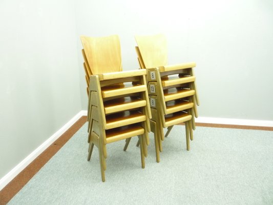 Mid-Century Plywood Dining & Stacking Chairs from Kaderer München, 1950s, Set of 10-UG-1226503