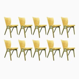 Mid-Century Plywood Dining & Stacking Chairs from Kaderer München, 1950s, Set of 10-UG-1226503