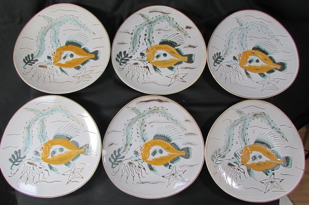 Mid-Century Poisson Service by Etel for M.B.F.A., 1960s, Set of 14-RDN-1316797