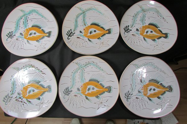 Mid-Century Poisson Service by Etel for M.B.F.A., 1960s, Set of 14-RDN-1316797