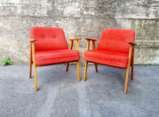 Mid-Century Polish Model 366 Armchairs attributed to Józef Chierowski, 1960s, Set of 2-PUG-1426497