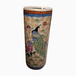 Mid-Century Porcelain Umbrella Stand with Peacock Motifs-TCS-1746329