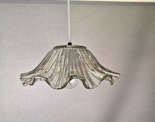 Mid-Century Portuguese Farmhouse Clear Glass Bowl Hanging Lamp, 1960s-SCS-1669313