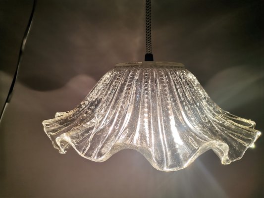 Mid-Century Portuguese Farmhouse Clear Glass Bowl Hanging Lamp, 1960s-SCS-1669313