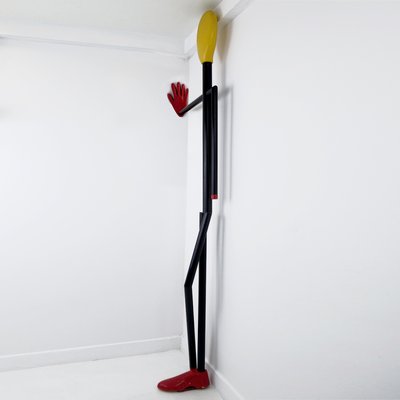 Mid-Century Postmodern Steel and Wood Coat Stand in the Shape of a Man, 1970s-RY-695680