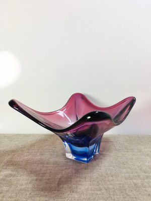 Mid-Century Purple & Blue Murano Glass Bowl Centerpiece from Fratelli Toso, 1970s-UWE-1779503