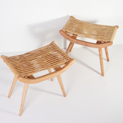 Mid-Century Raffia Stools from Uluv, 1960s, Set of 2-IND-1773656