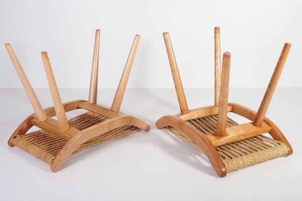 Mid-Century Raffia Stools from Uluv, 1960s, Set of 2-IND-1773656