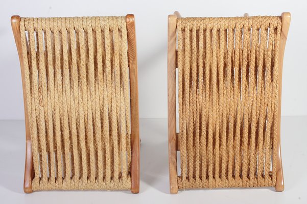 Mid-Century Raffia Stools from Uluv, 1960s, Set of 2-IND-1773656