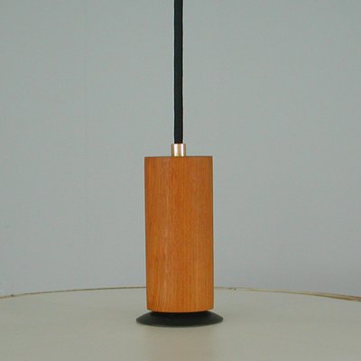 Mid-Century Raffia Teak and Milk Glass Pendant from Temde, Switzerland, 1960s-OE-1290411