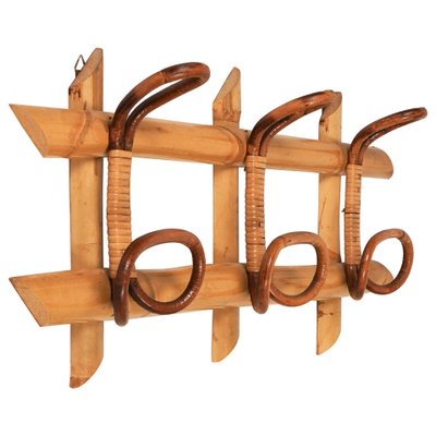 Mid-Century Rattan and Bamboo Coat Rack Stand, 1960s-LYQ-1731286