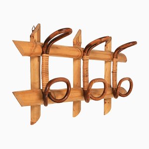 Mid-Century Rattan and Bamboo Coat Rack Stand, 1960s-LYQ-1731286