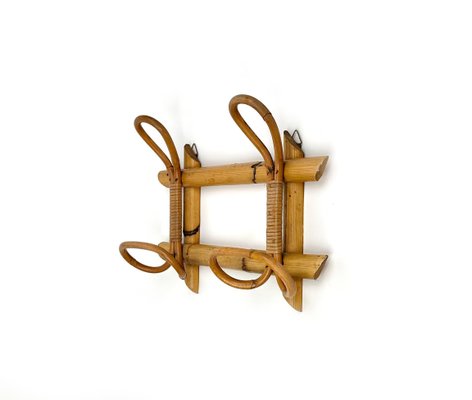 Mid-Century Rattan and Bamboo Coat Rack Stand, Italy, 1960s-LYQ-1448619