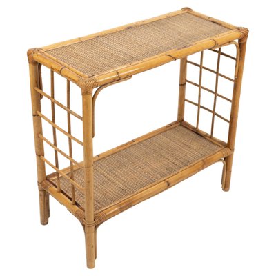 Mid-Century Rattan and Bamboo Console Table, Italy, 1970s-LYQ-1791335