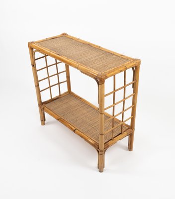 Mid-Century Rattan and Bamboo Console Table, Italy, 1970s-LYQ-1791335