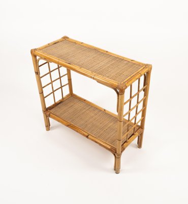 Mid-Century Rattan and Bamboo Console Table, Italy, 1970s-LYQ-1791335