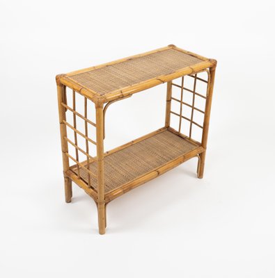 Mid-Century Rattan and Bamboo Console Table, Italy, 1970s-LYQ-1791335