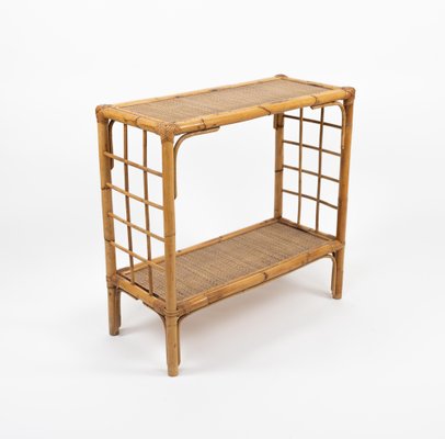 Mid-Century Rattan and Bamboo Console Table, Italy, 1970s-LYQ-1791335