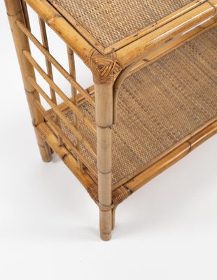 Mid-Century Rattan and Bamboo Console Table, Italy, 1970s-LYQ-1791335