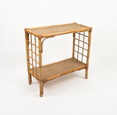 Mid-Century Rattan and Bamboo Console Table, Italy, 1970s-LYQ-1791335