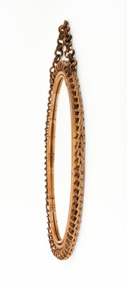 Mid-Century Rattan and Bamboo Oval Wall Mirror with Chain by Franco Albini, 1960s-LYQ-1768112