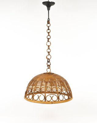 Mid-Century Rattan and Bamboo Pendant, Italy, 1960s-LYQ-1796150