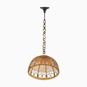 Mid-Century Rattan and Bamboo Pendant, Italy, 1960s-LYQ-1796150