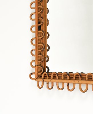 Mid-Century Rattan and Bamboo Squared Wall Mirror, Italy, 1960s-LYQ-1767274