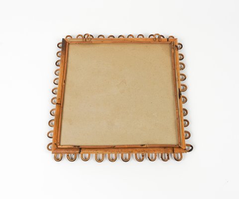 Mid-Century Rattan and Bamboo Squared Wall Mirror, Italy, 1960s-LYQ-1767274