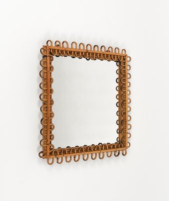 Mid-Century Rattan and Bamboo Squared Wall Mirror, Italy, 1960s-LYQ-1767274