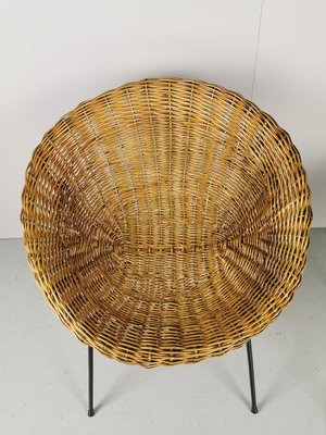 Mid-Century Rattan Armchair and Pouf, Set of 2-PRS-915100