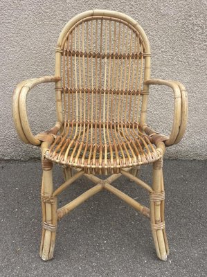 Mid-Century Rattan Armchairs, 1950s, Set of 4-SDV-1330596