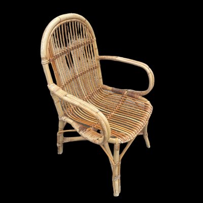 Mid-Century Rattan Armchairs, 1950s, Set of 4-SDV-1330596