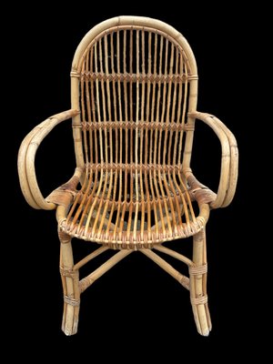 Mid-Century Rattan Armchairs, 1950s, Set of 4-SDV-1330596