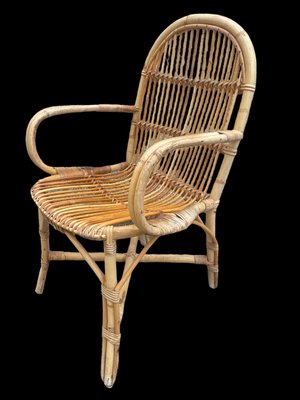 Mid-Century Rattan Armchairs, 1950s, Set of 4-SDV-1330596