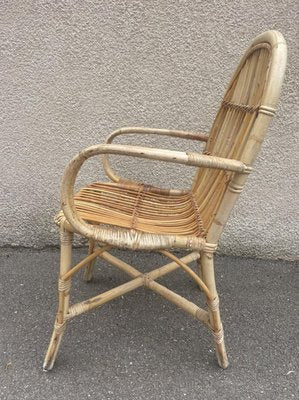 Mid-Century Rattan Armchairs, 1950s, Set of 4-SDV-1330596