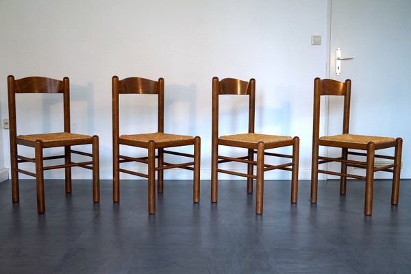 Mid-Century Rattan Chairs in the style of Charlotte Perriand, Set of 4-CIP-2035730