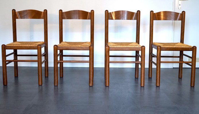 Mid-Century Rattan Chairs in the style of Charlotte Perriand, Set of 4-CIP-2035730