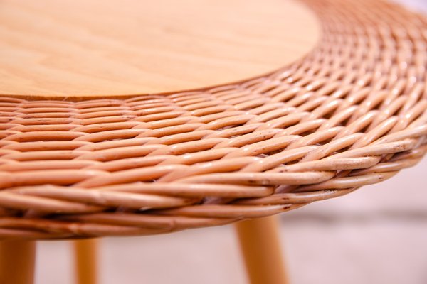 Mid-Century Rattan Coffe Table by Jan Kalous for Úluv, Czechoslovakia, 1960s-HXT-1776920