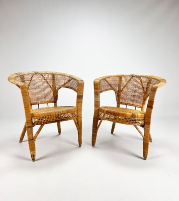 Mid-Century Rattan Easy Chairs, 1960s, Set of 2-RMX-1447656